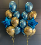 Σύνθεση Μπαλονιών Χρυσό - Μπλε Latex